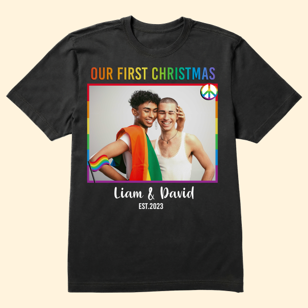 LGBT-Couple-Our-First-Christmas-Personalized-Photo-Matching-Couple-Shirt_2.png