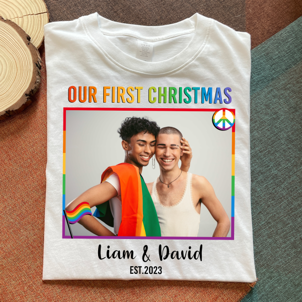 LGBT-Couple-Our-First-Christmas-Personalized-Photo-Matching-Couple-Shirt_3.png
